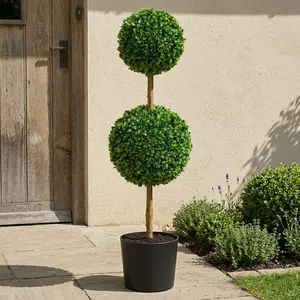 41inch UV-Resistant Artificial Double Ball Boxwood Topiary, Fade-Proof Faux Greenery, Indoor/outdoor Decor, Easy Installation