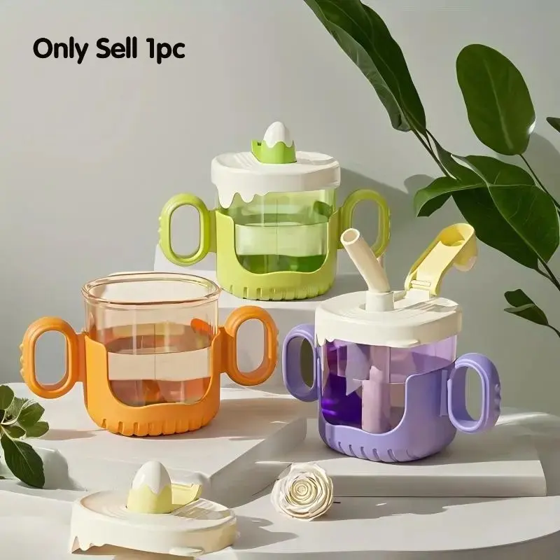 300ML/10 Oz 3-In-1 Training Cup with Straw, Sippy Cup, Wide Mouth Cup, Children Drinking Water Cup with Handle, Toddler Cup with Straw for Party, Birthday, Straw Sippy Cups