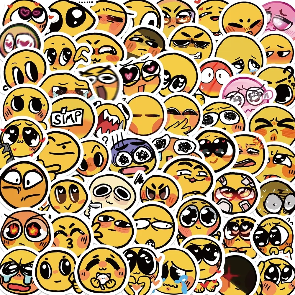 Emotional Face Pattern Sticker, 60pcs/set Cartoon Emotional Face Pattern Decorative Sticker, DIY Decals for Water Bottle, Laptop, Phone Case, Ornaments