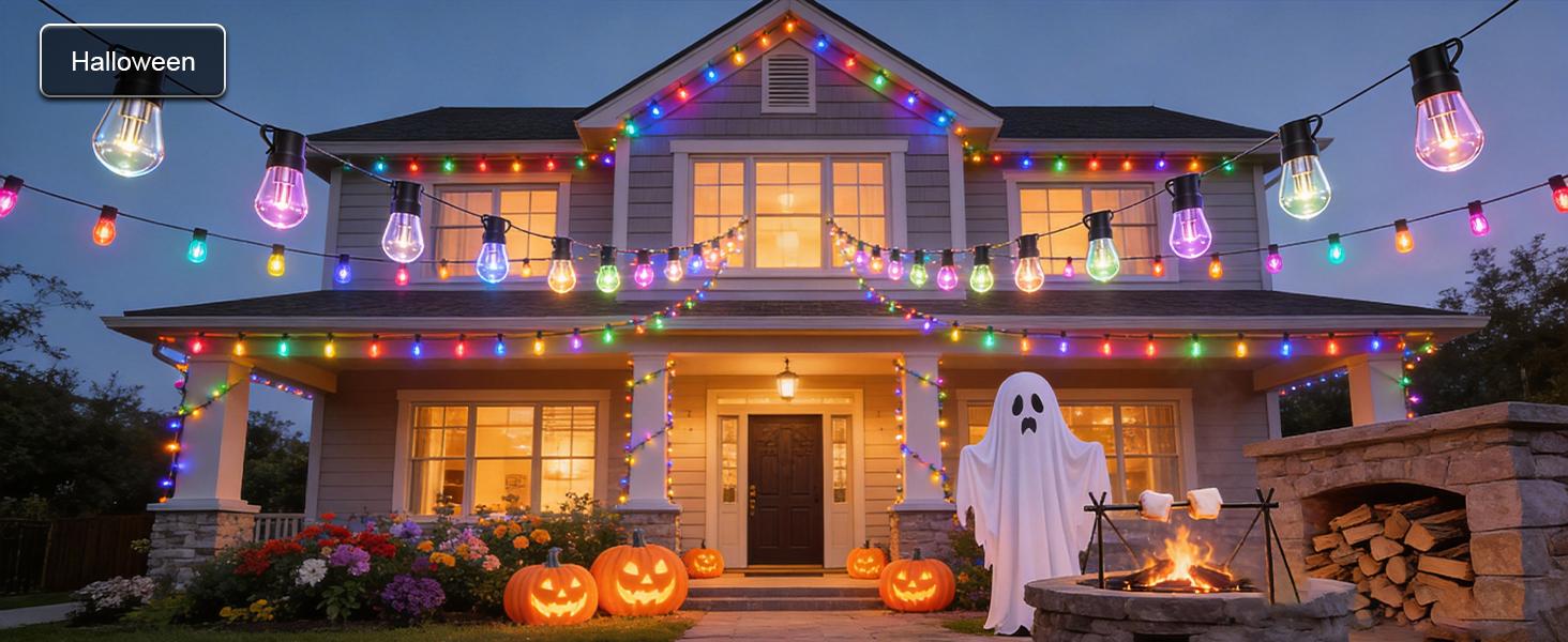 Rcuical  RGB+IC  Outdoor String Lights Bulbs IP67 Waterproof LED Color Changing Smart App Hanging Shatterproof Light with Remote Controller for Outside, Patio, Backyard, Garden, Party