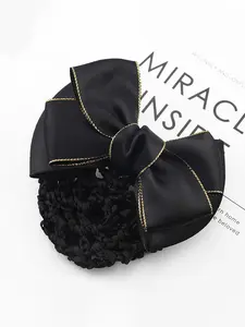 Women's Hair Net Bow Clip, Professional Work Hairstyle Clips, Elastic Mesh Bun Cover, Stylish and Functional Hair Accessory, Hairnet Bow Clips, Bowknot, Cute Bowknot
