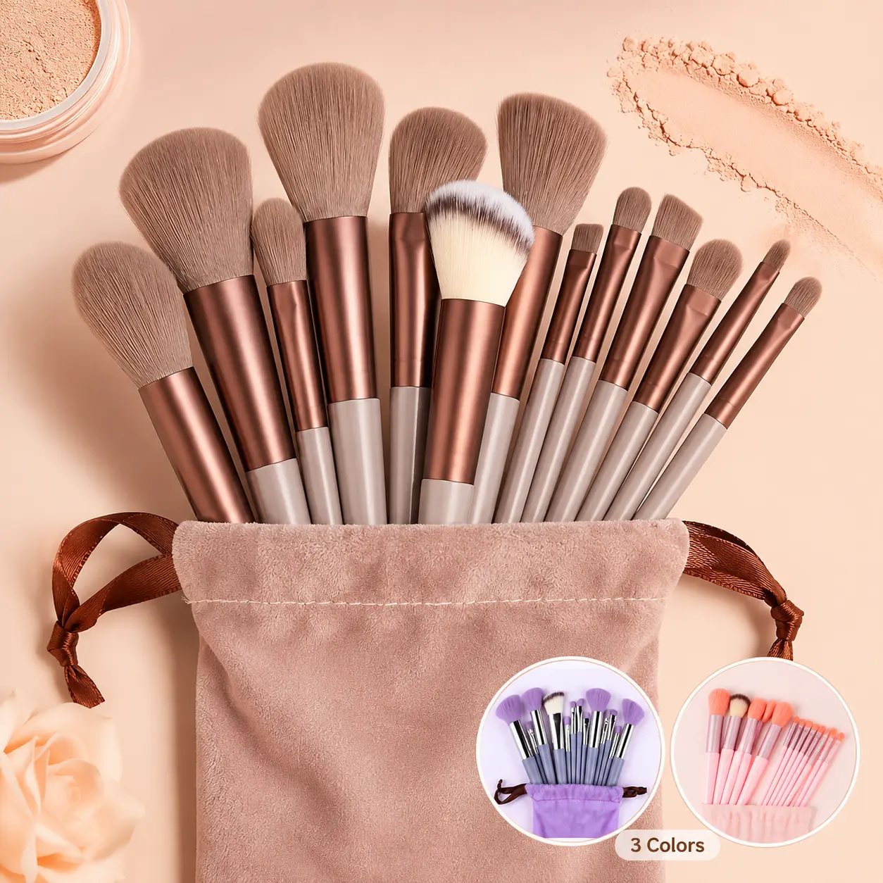 Full Face in 1 Set!13Pcs Makeup Brush Set for Foundation, Eyeshadow, Blush & Contour