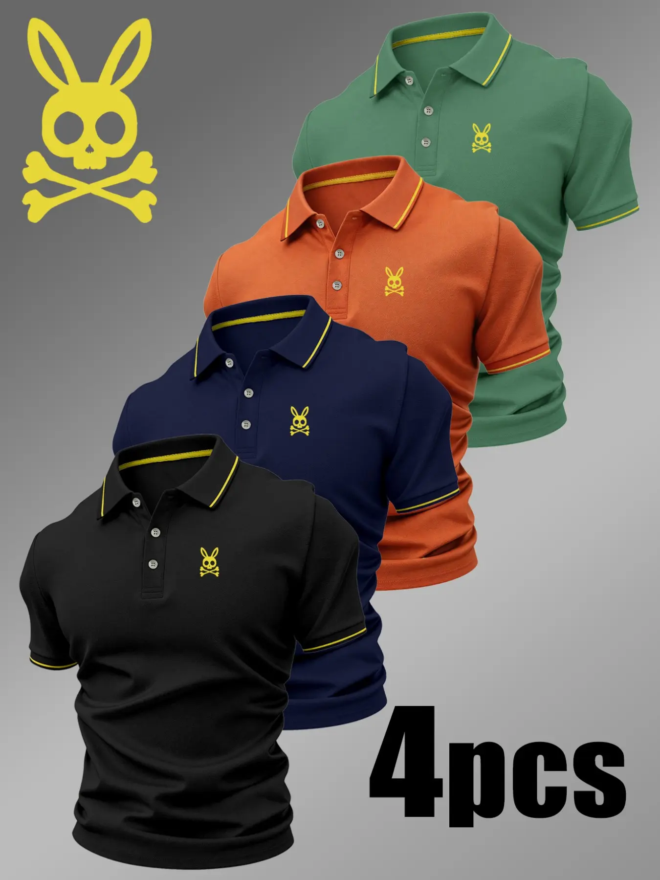 Men's Casual Fitted Polo Shirt, Geometric Print, Breathable and Comfortable, Four Seasons Wear, High-Quality Long-Lasting Design
