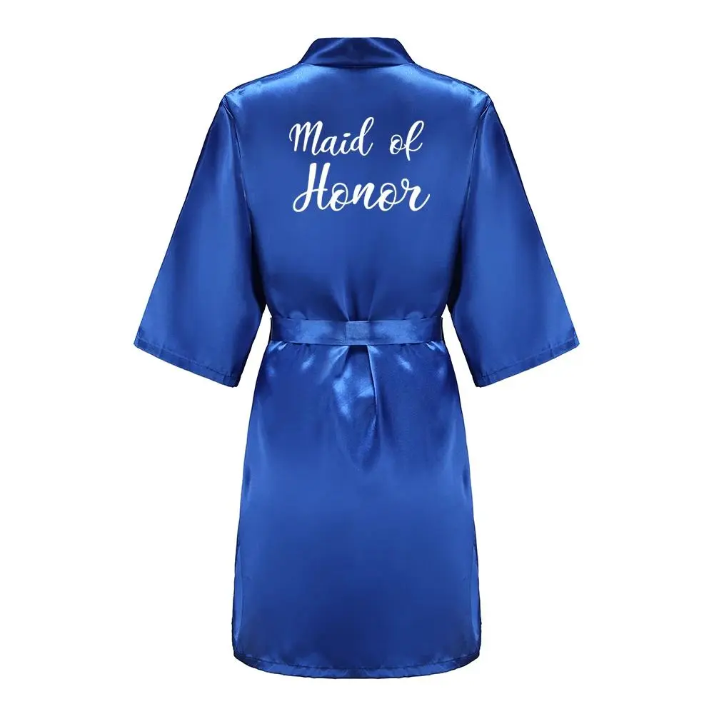 Team Bride Satin Kimono Lounge Robe, Royal Blue Bridesmaid Bathrobe with White Letters, Wedding Party Stress Relief Loungewear Team Bride Satin Kimono Lounge Robe, Royal Blue Bridesmaid Bathrobe with White Letters, Wedding Party Stress Relief Loungewear