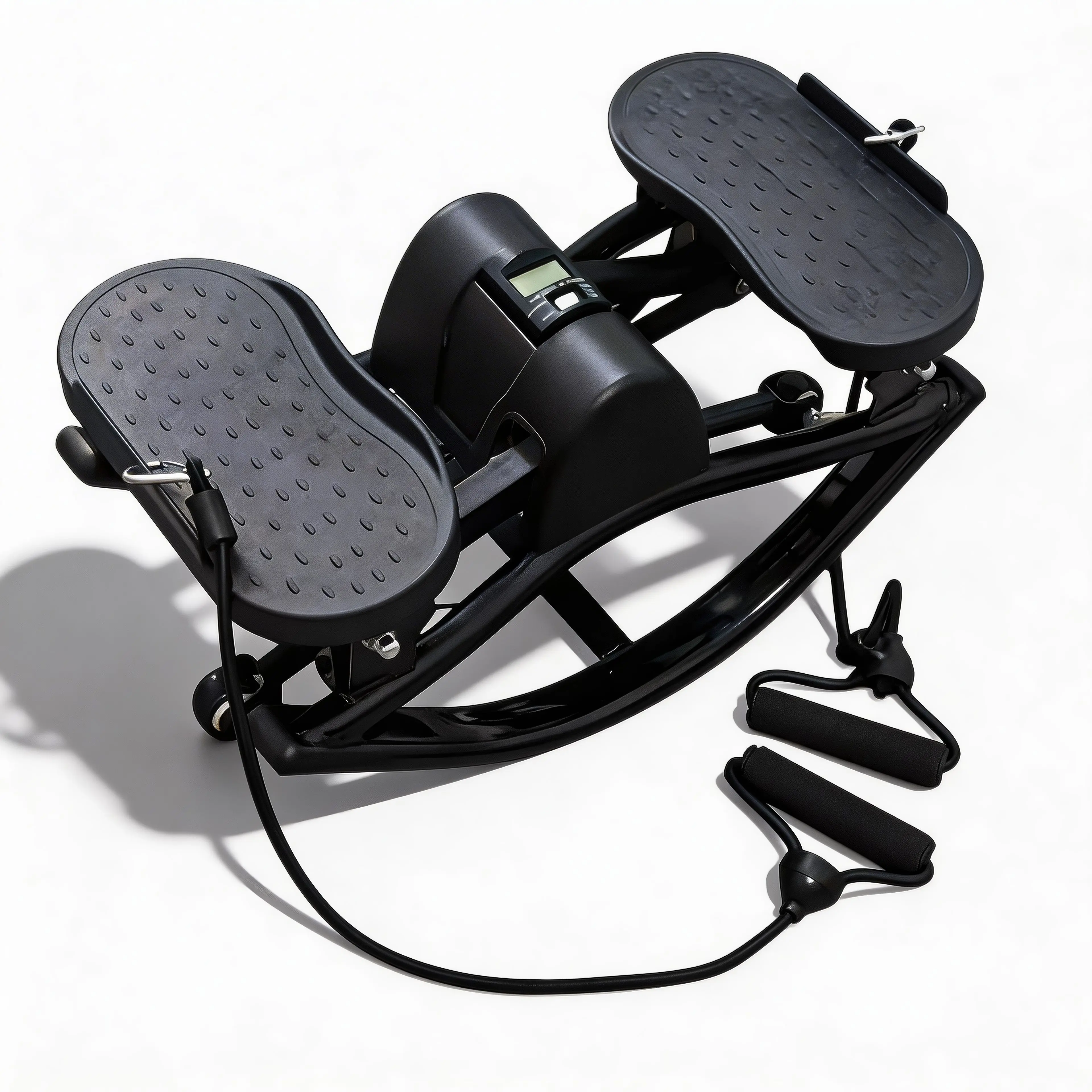 Nokaa Mini Stepper Machine with Resistance Bands, Portable Stair Stepper for Home Gym Full-Body Workout, Low-Impact Cardio Exercise Equipment with LCD Monitor, Compact Design for Apartment, Office, Dorm, Black