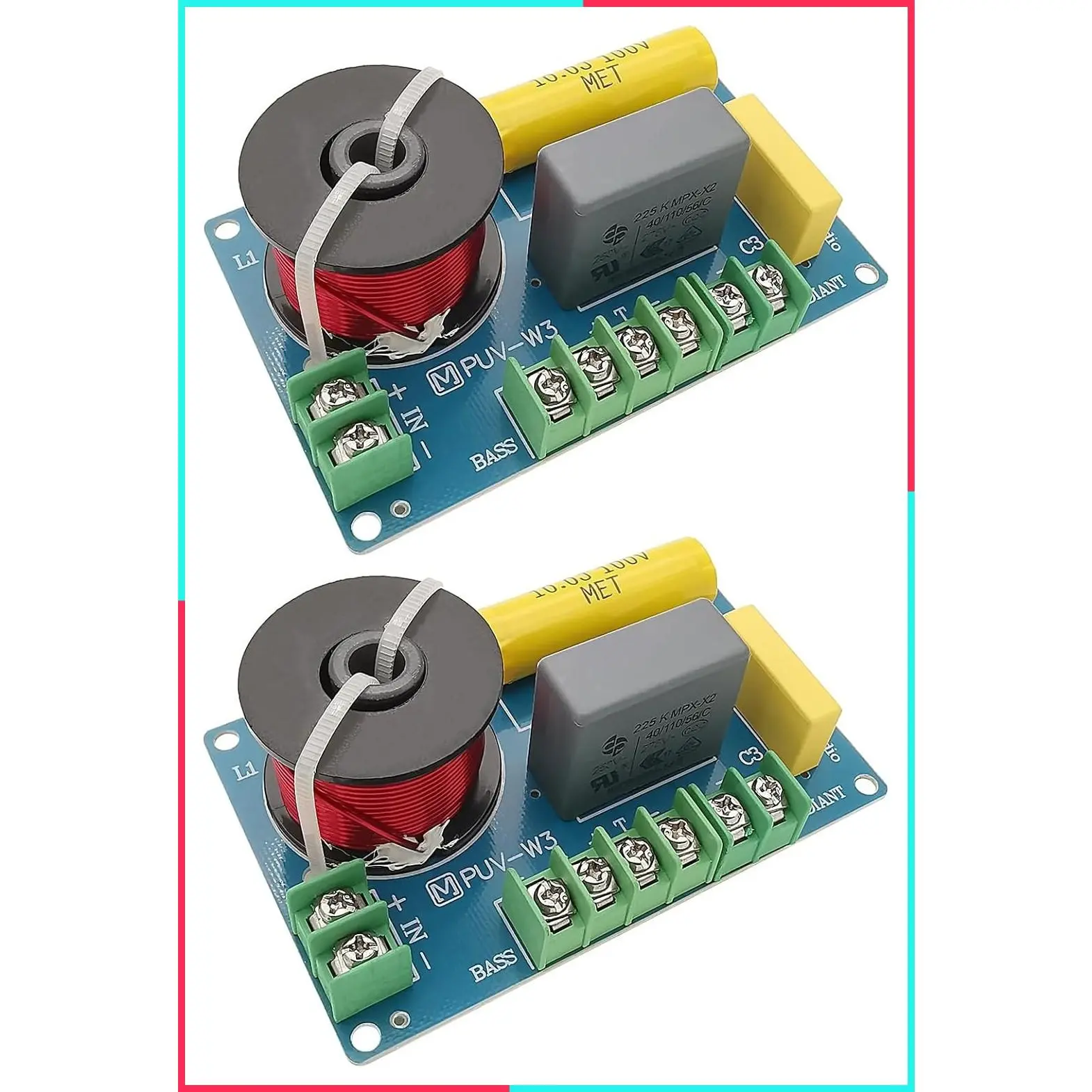 3 Way Speaker Crossover, 200W Passive for HiFi Home Audio, 2 Pack