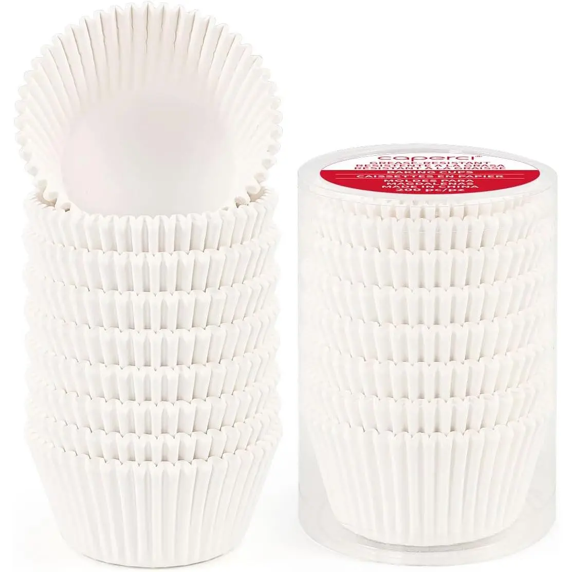 Standard White Cupcake Liners for Baking 200 Counts - Greaseproof Muffin Baking Cups for Wedding Birthday Party  Shower Festivals (White)
