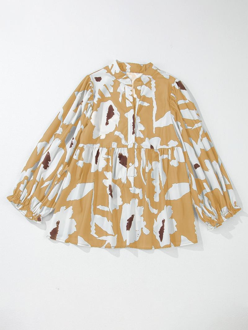 Women's Floral Print Long Sleeve Blouse, Casual Button Top for Daily Wear, Ladies Clothes for All Seasons