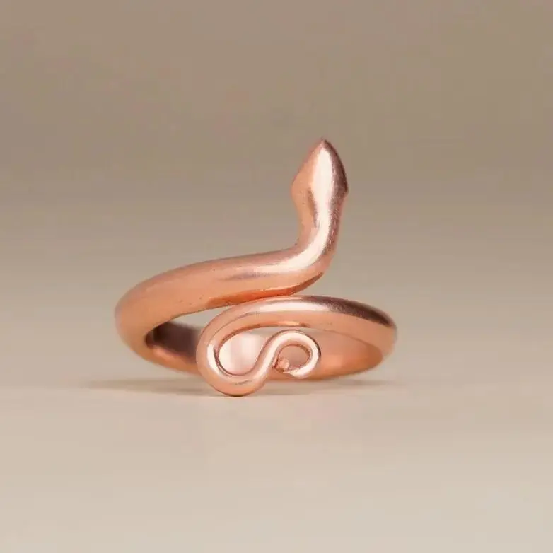Copper Snake Ring Adjustable Spiritual Meditation Ring Unisex Handmade