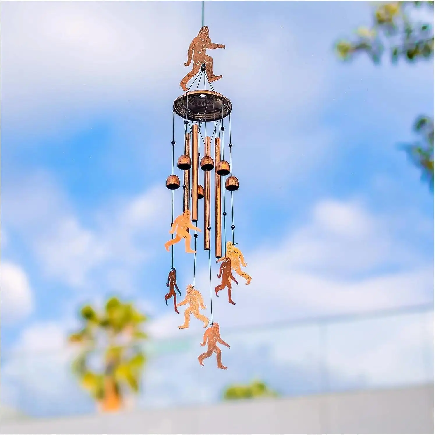 Bigfoot Metal Wind Chime for Garden and Patio Decor, Decorative Outdoor Hanging Ornament for Porch, Yard and Home, Durable Wind Chime with Detailed Silhouette Design