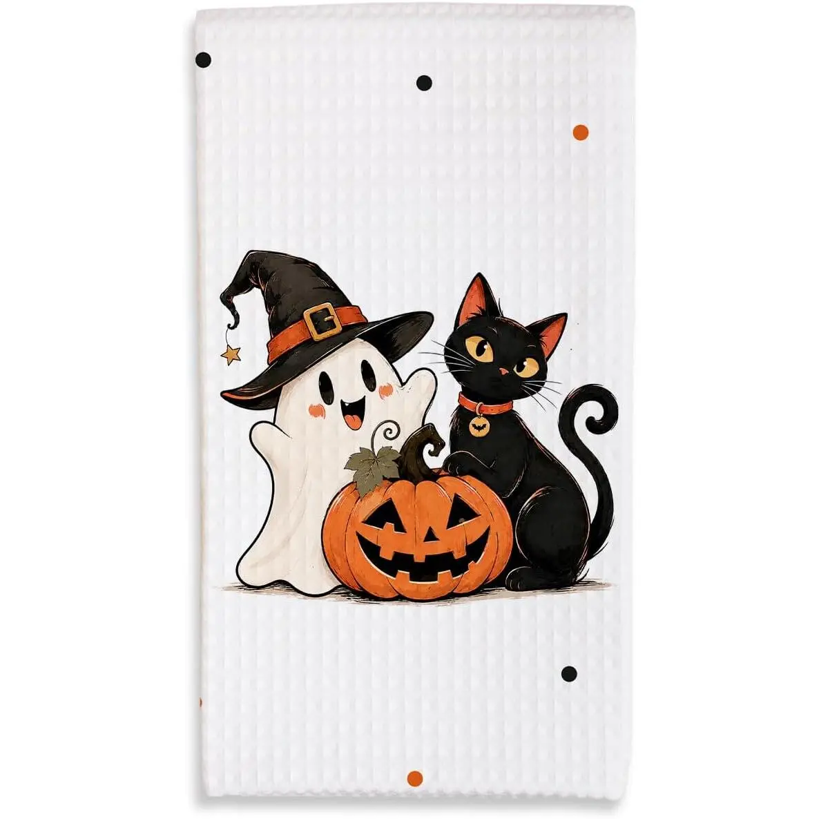 Halloween Kitchen Towel, Cute   Pumpkin Design, 16 x 24 Inch Spooky Decorative Towel for Kitchen, Holiday Decor  for  Family, 1 Pack - C03