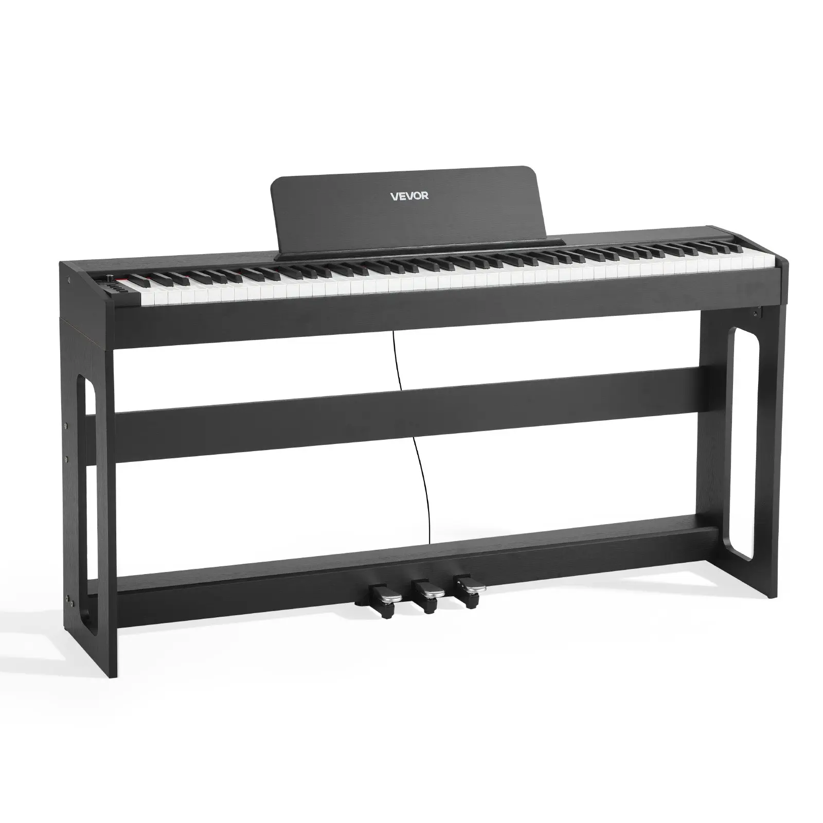 VEVOR 88-Key Fully Weighted Digital Piano with Furniture Stand, Power Adapter, Triple Pedal, Record Function, 280 Tones, Bluetooth Wireless Connection, Music Practice & Performance Electronic Piano for Beginners, Black
