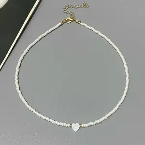 Colorful Seed Beads Choker Nekklace for Girl Spring Summer New Love Heart Design Collar Jewelry Wholesale Dropshippingcords for graduation,gift,graduation cap