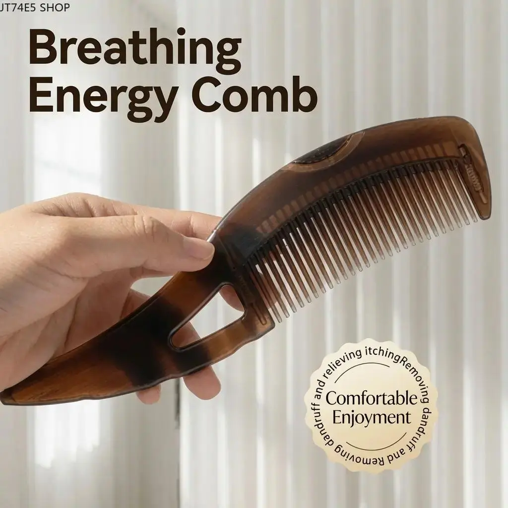 Hollow Wide-Tooth Anti-Dandruff Scalp Massage Comb, Portable Plastic Scalp Care Brush for Removing Dandruff & Scalp Impurities, Relieve Scalp Itching and Excess Oil, Gua Sha Designed Handle for Adults & Kids, Size: 8.3×2.1 Inch