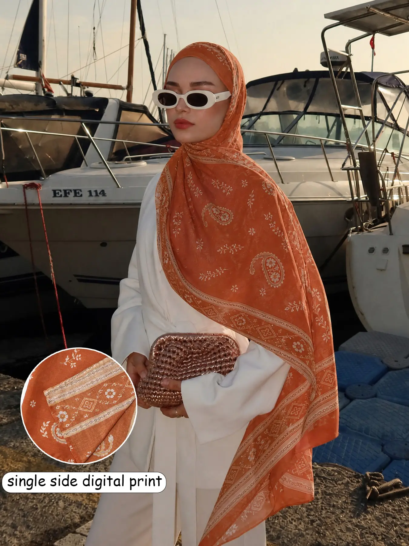 Women's Vintage Paisley Headscarf, Single-Sided Printed Viscose, Soft Breathable, Casual All-Season Accessory, Ramadan Eid Gift