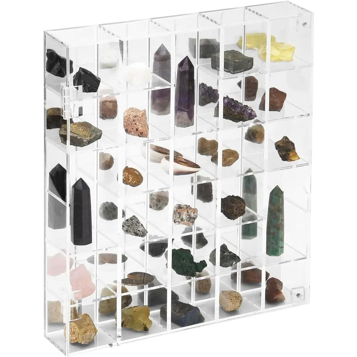 Adjustable Rock Display Case Clear Acrylic Collection Box with Mirrored Arrowhead Stones Storage Display Case Mineral Crystal Collectibles Holder Organizer Showcase Shelves with LidGift