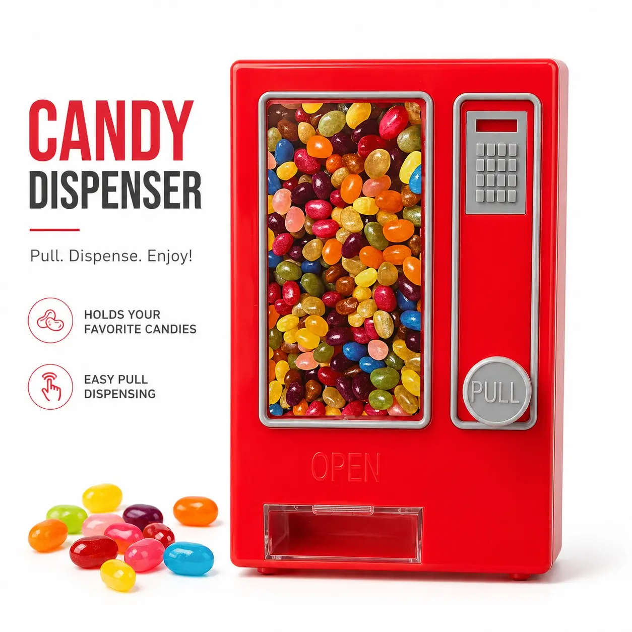 Mini Manual Pull Candy Vending Machine, Desktop Candy Dispenser, Fun Snack Treat Storage Box, Cute Desk Decor, Unique Gift for Kids Adults