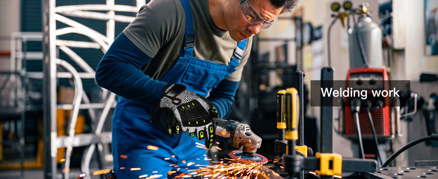 Anti-Cut &Impact Reducing Work Gloves for Men- ANSI Cut Level A5 with TPR Knuckle Guards & Shock Absorption, Nitrile Coated Palm for Maximum Grip, Heavy Duty for Construction, Warehouse, Auto Repair