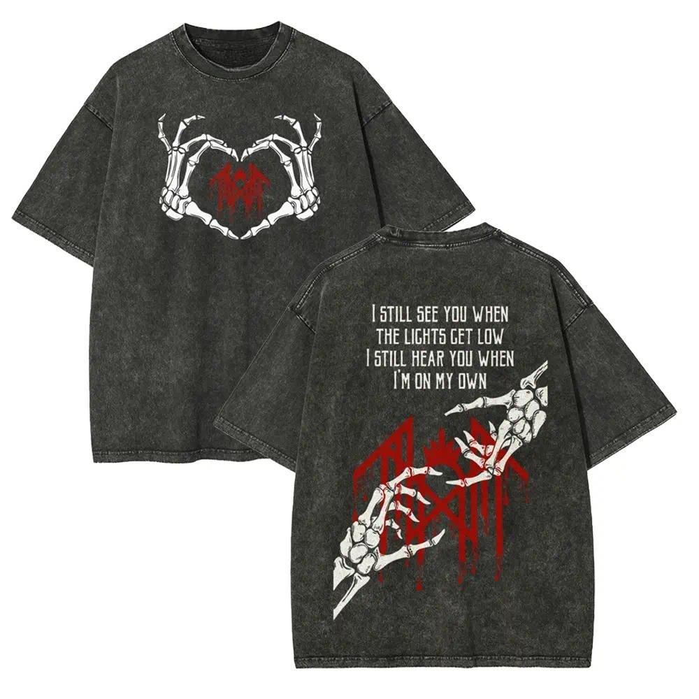 Unisex Fit Washed T-Shirt Sleep Token Graphic T-Shirt Rock Merchandise Top Men's and Women's Clothing Rock Band Shirt Retro Music Tee Vintage Casual Short Sleeve T-shirt For Daily Weart