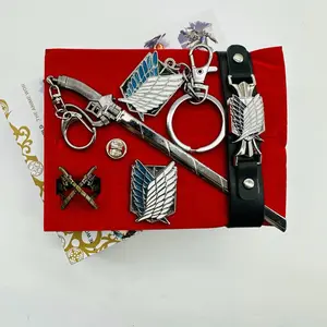 Attack On Titan Wings Of Liberty Anime Jewelry Set Metal Weapon Model Rings Pendants Keychains Brooches Collection Box Complete Anime Merch Creative Graduation Gift For Anime Fans And Students