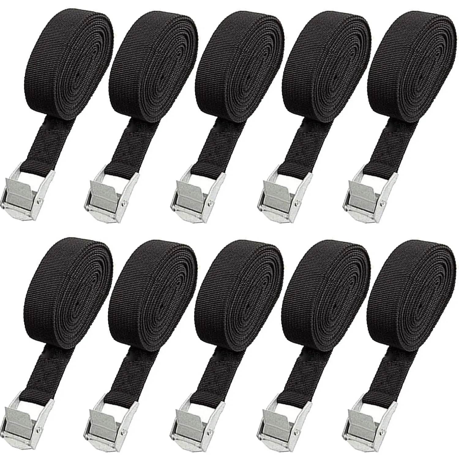 16ft x 1" Lashing Straps, 10 Pack Tie-Down Straps for Cargo Securing