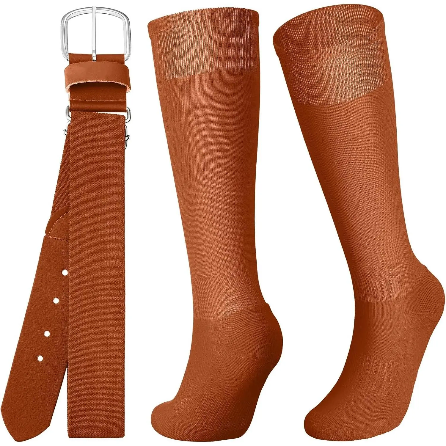 Baseball Belt and Socks Combo, Adjustable Elastic Belt and Softball Socks, Multiple Sizes for Youth Boys Girls, Adult