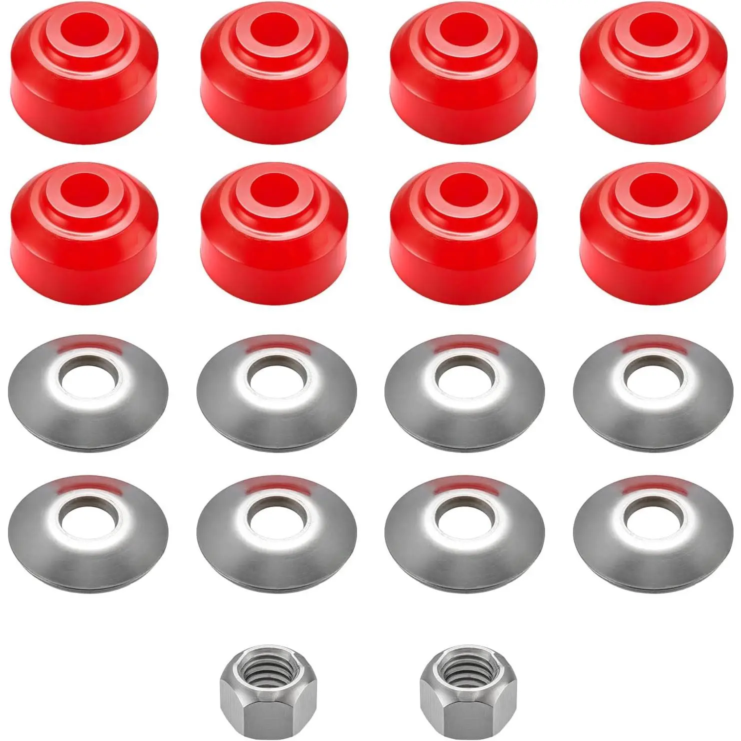 3/8" Universal Stabilizer Bar Bushing Repair Kit| 8 flame-retardant rubber bushings and stainless steel fittings.Economical and affordable stabilizer bar repair service, suitable for 3/8inch connecting rods.No noise