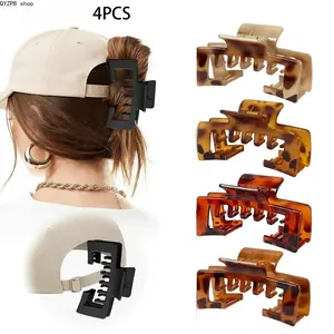 Hat Claw Clips for Women, Adjustable Baseball Cap Hair Clip, Trucker Hat Ponytail Holder, No Slip Hat-Friendly Claw Clip for Thick Thin Hair, Messy Bun Cap Accessory for Gym, Beach, Travel, Vacation, Outdoor Activities, 4 PCS