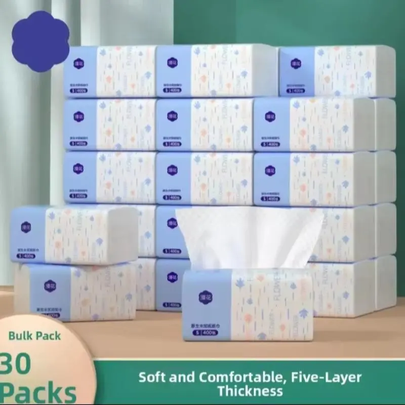 1/3/6pcs Thick Paper Towels, 400 Sheets, S Size, Household Use, Original Wood Texture, Affordable Pack, Bathroom Tissue, Sanitary Paper