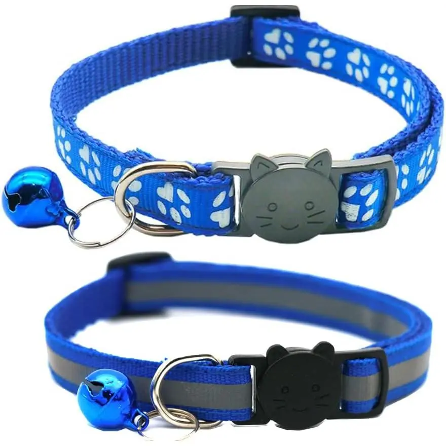 2-Pack Reflective Cat Collars for Kittens - Quick Release Safety Collars with Safety Bell, Visibility Boost, Dark Blue