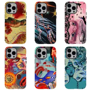 Psychedelic Abstract Figure Art Glossy Phone Case For IPhone 17-11, Pro Max, Pro Plus, and Samsung S26-23 Safety Two-In-One Case Protection Safety Case