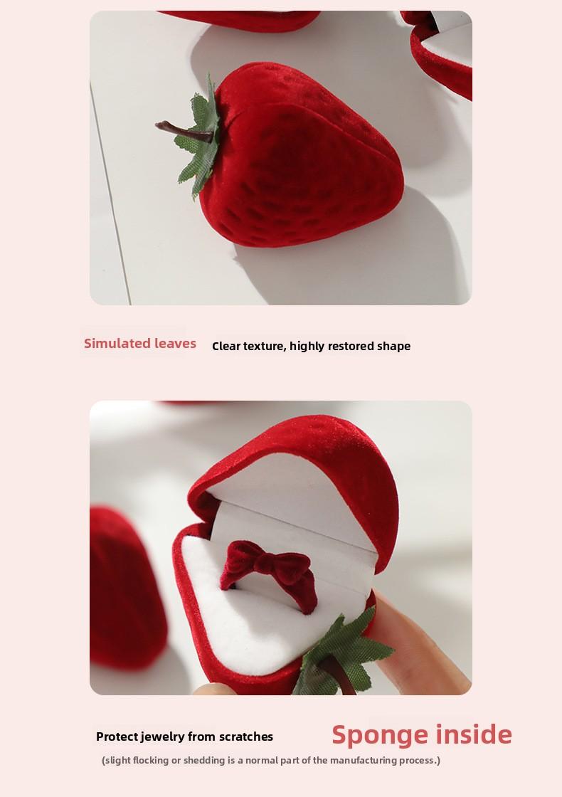 Strawberry ring box, cute children's jewelry box, velvet-lined storage gift box, accessory box, gift box