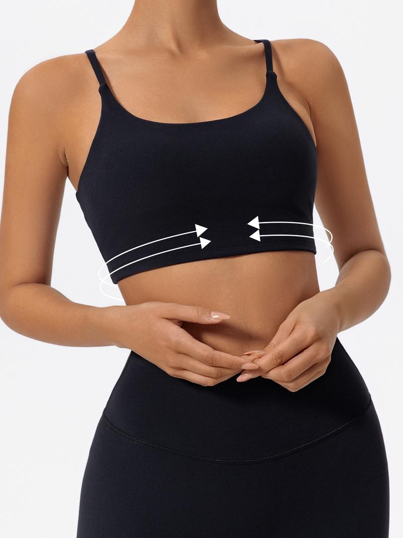Women's Solid Color  Sports Bra, High Stretch Breathable Comfortable Backless Buckleless Sports Bra, Ladies Sportswear for Indoor Outdoor Wear, Sporty Breathable Bras