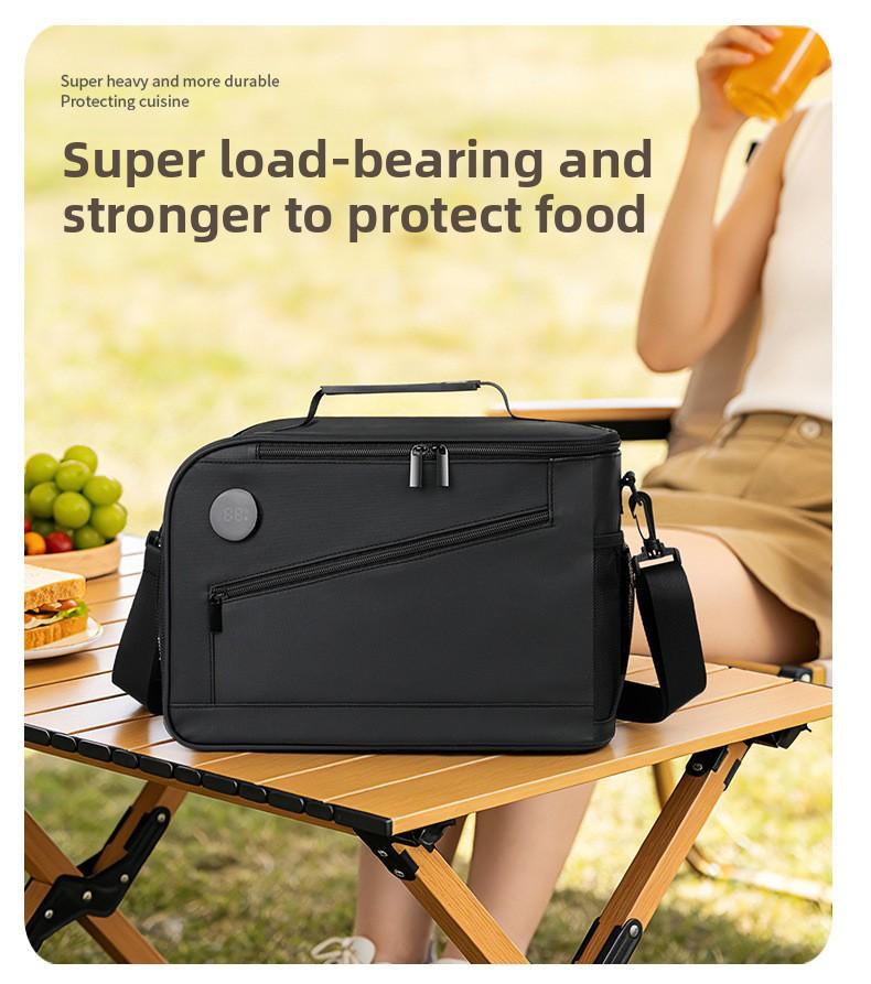 Thermometer insulated bag, outdoor fresh-keeping ice bag, large-capacity lunch bag, multi-functional lunch box storage bag, insulated picnic bag