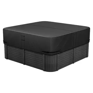 VEVOR Outdoor Hot Tub Cover, 95x 95x 20 Inch Weatherproof and Waterproof Hot Tub Cover Protector, 600D Heavy Duty Oxford Fabric and 950N Tearing Strength, Square Spa Covers for Hottub, Brown