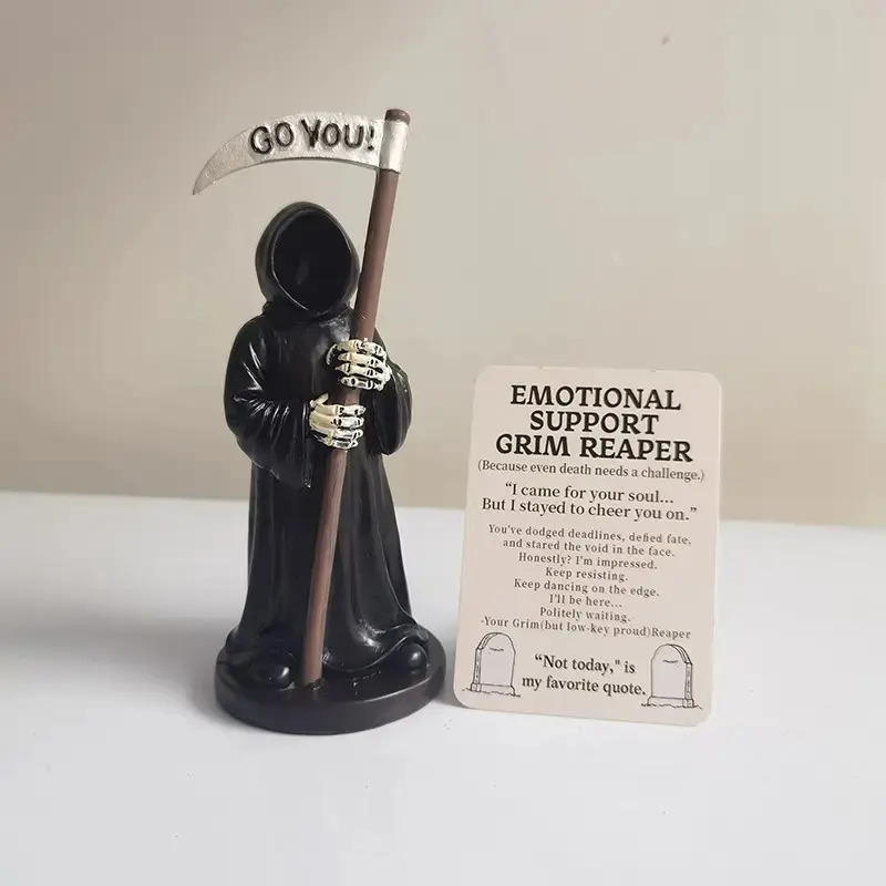 Gothic Resin Death God Sculpture, Home Decor, Bookshelf Ornament, Creative Horror Gift, Suspenseful Craft, Statue, Photo Prop
