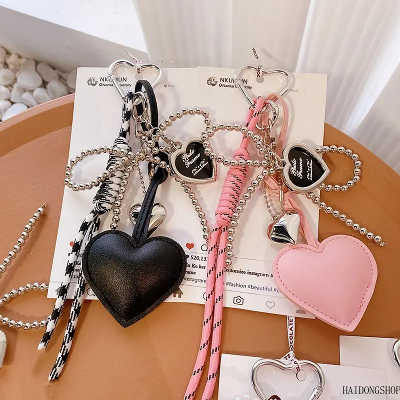 Coquette Kawaii Viral Soft Faux Leather Heart Keychain For Girls, Cute Dual-Use Bag Charm Pendant, Minimal Sentimental Accessory For School Travel Daily BFF Matching Styling