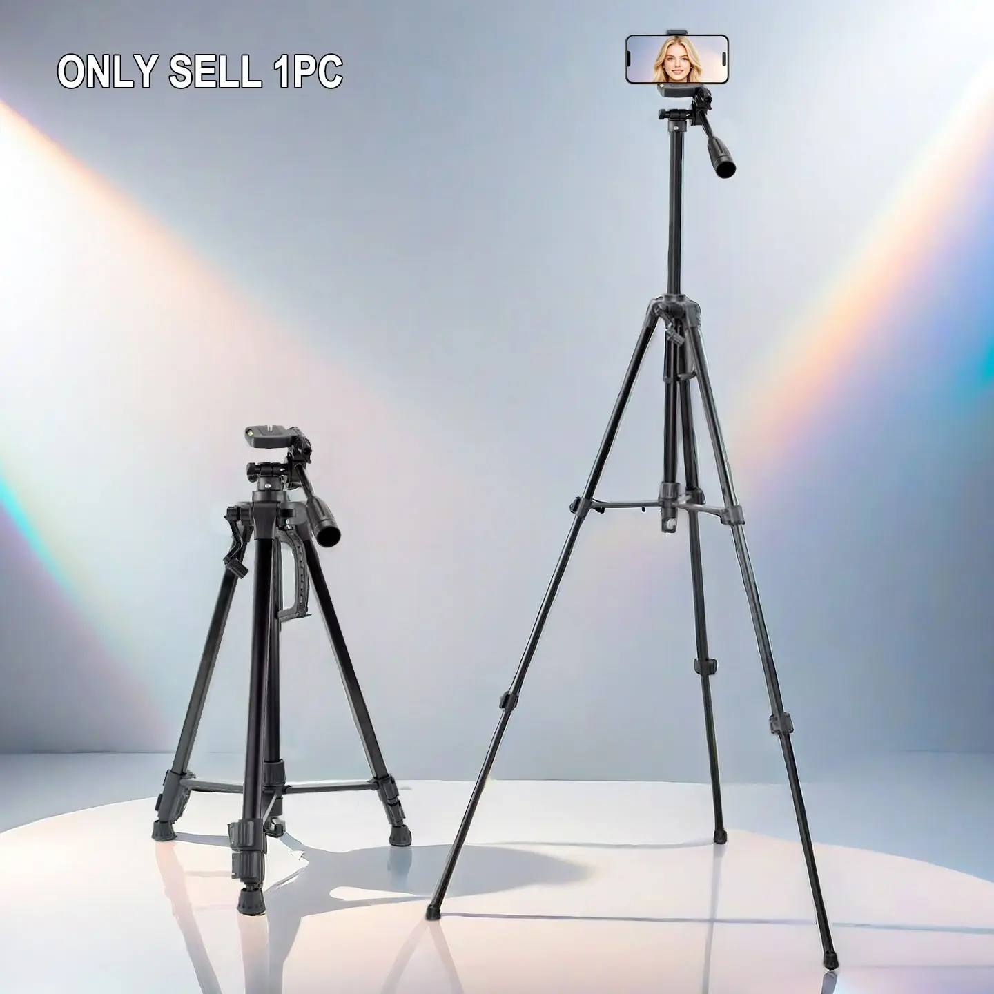 55-Inch Multi-Functional Aluminium Alloy Tripod, Camera Tripod, Night Fishing Light Stand, Phone Live Streaming Tripod, Selfie Photography Stand, Tripod Phone Mount, Video Recording Tripod