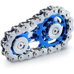 Metal Fidget Spinner Toys for Teens Boys Adults Bike Chain Roller Gadgets ADHD Anxiety Stress Relief Items Quiet Fidget Desk Offices EDC Men Easter Basket Stuffer Bluefidget toys