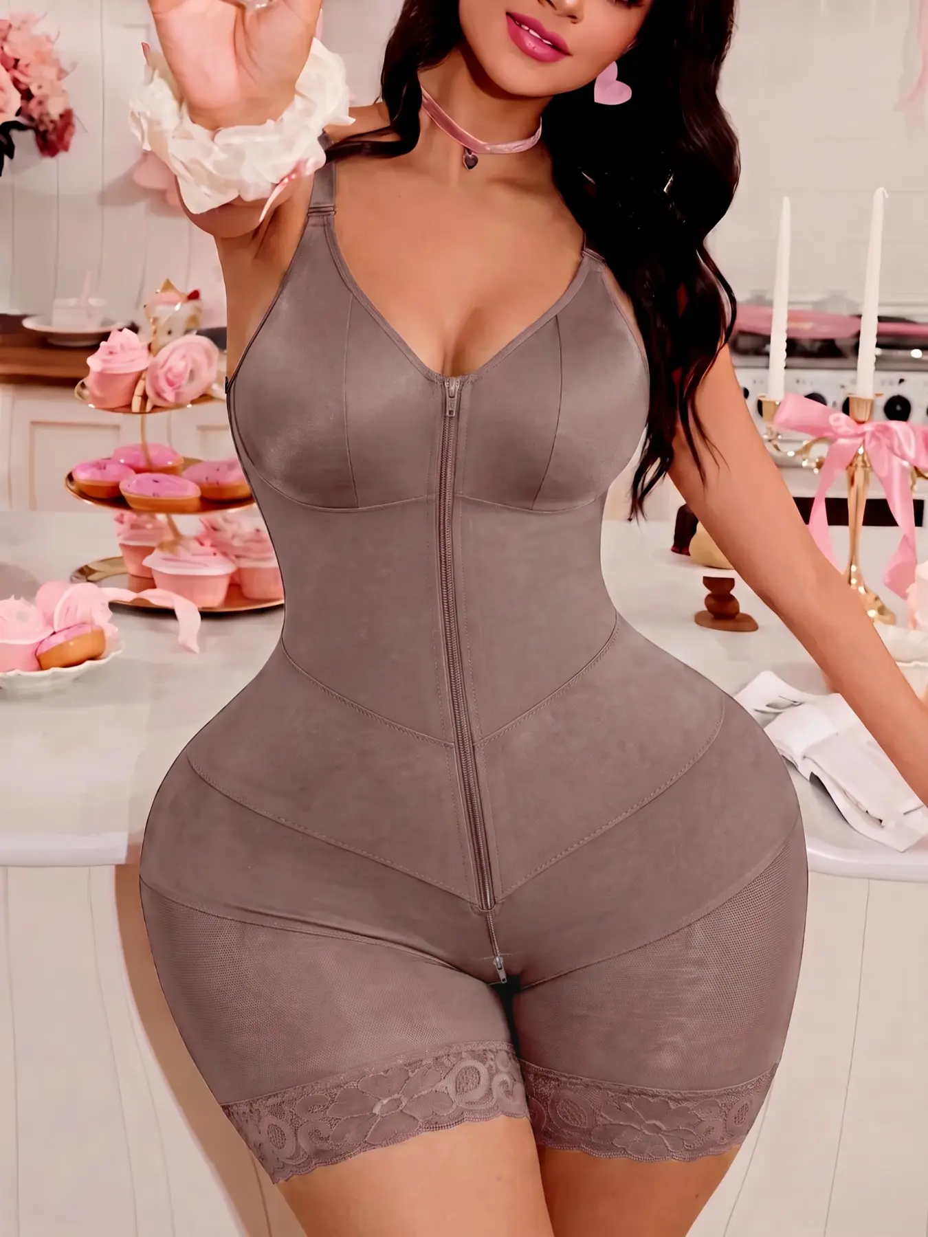 1 Count Women's Colombian Shapewear, Fajas, Tummy Control and Butt Lifter Bodysuit with High Compressing V-Shaper Belt, Elastic Shaping Jumpsuit Workout Outfit, Stylish Slimmer Full Body Shaper, Jumpsuit, Suitable For Training Or Sports