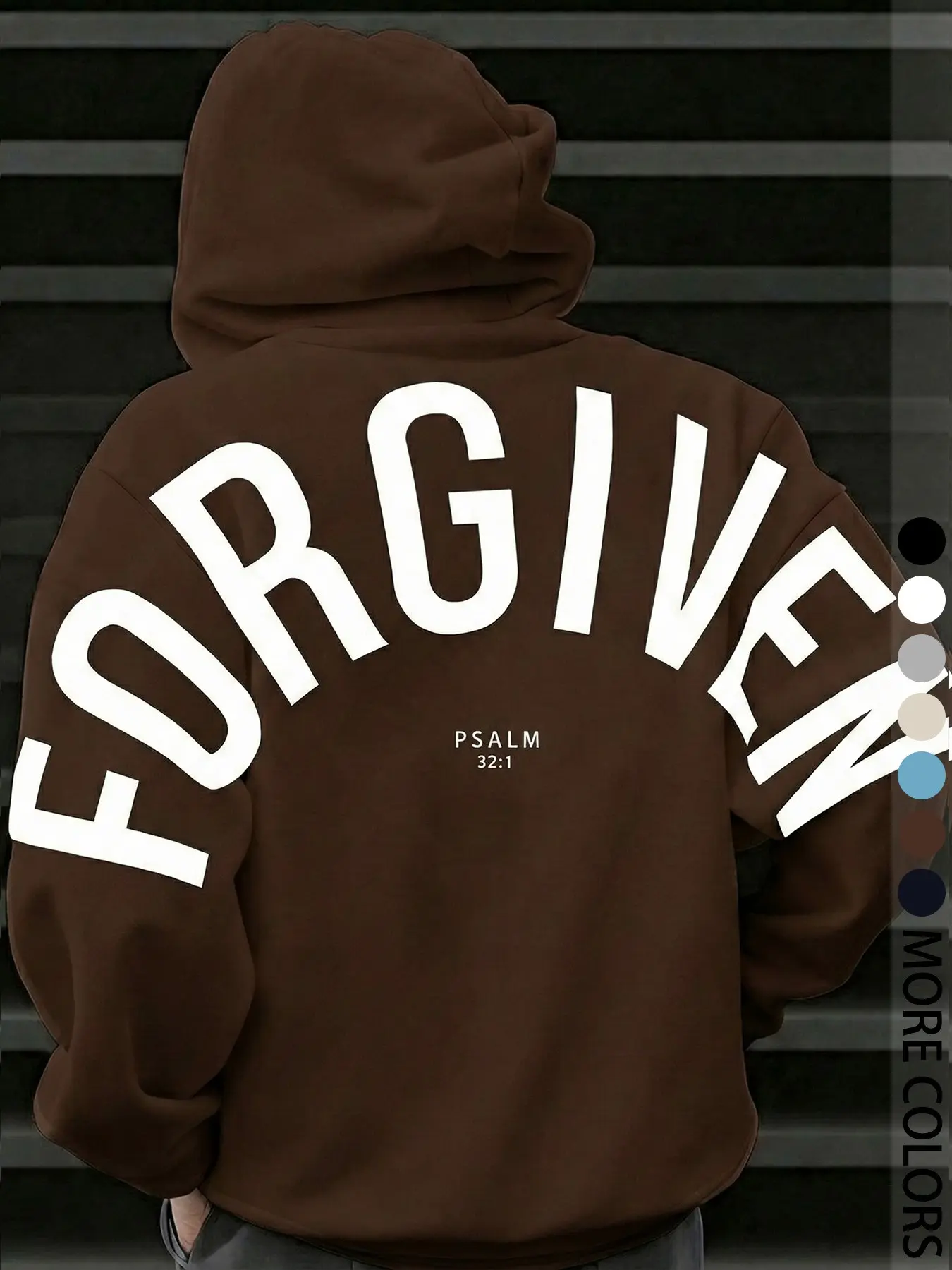 Unisex Oversized Hooded Sweatshirt, Forgiven Psalm 32:1 Letter Print, Loose Long Sleeve Sweatshirt, For Street Daily Casual Wear