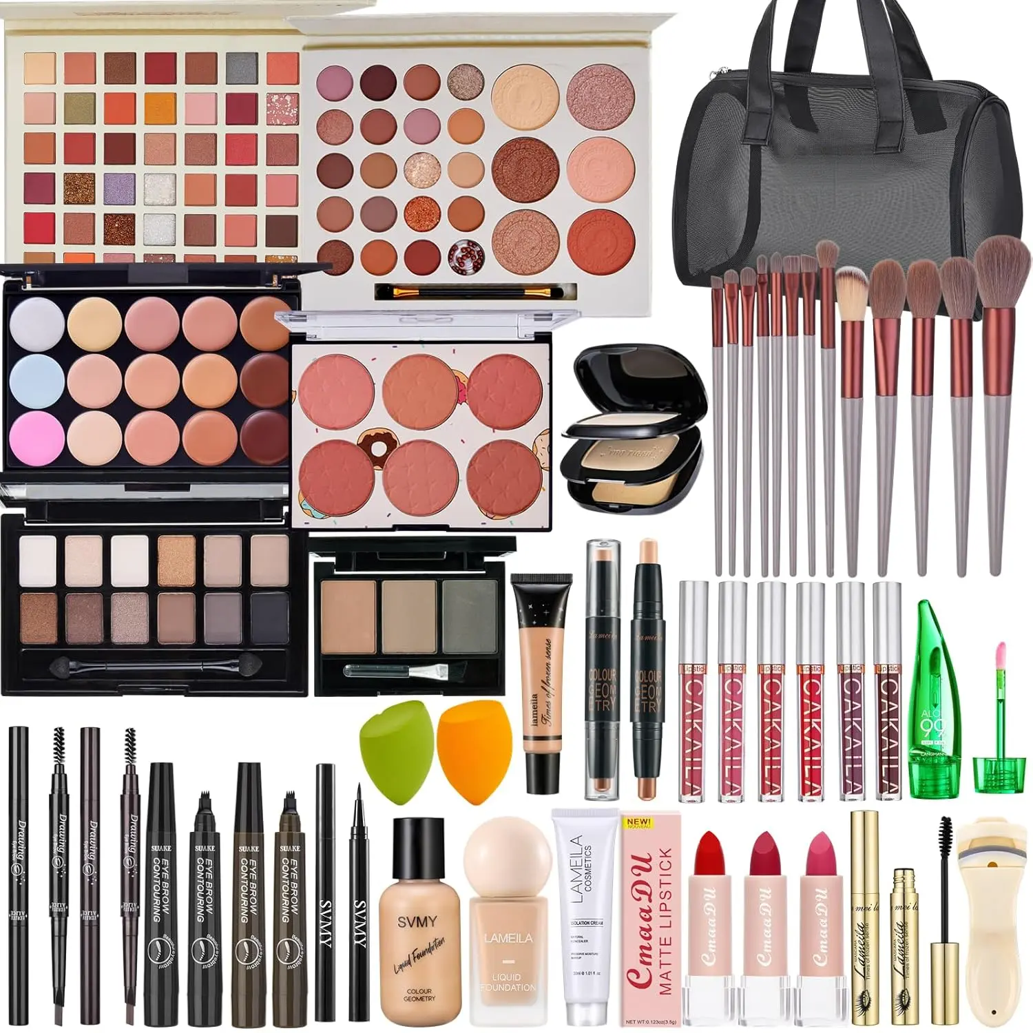 All in One Makeup Kit for Women Full Kit, Makeup Gift Set for Women & Girls| Makeup Essential Bundle Include Foundation Eyeshadow Palette Lipstick Eyebrow Pencil Cosmetic Brush Set