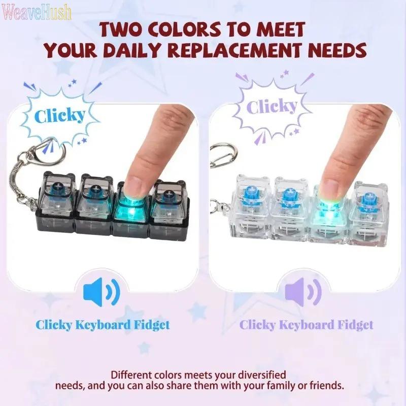 Cute Bear Keycap Fidget Toy with LED Light, Keyboard Clicker Keychain Fidget Toy, Sensory Stress Relief & Anxiety Relief Gadget, Portable Fun Click Keychain for Adults & Teens, Perfect for Stress Decompression, Office, School, Travel and Daily Anxiety Man