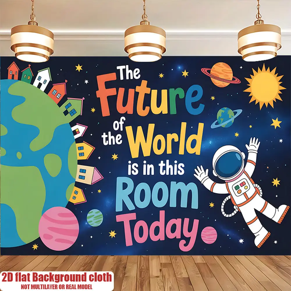 2D Flat Space Theme Astronaut Print Polyester Photography Backdrop Banner, HD Digitally Printed, Soft Lightweight Foldable Cloth, Ideal for Studio Shoots, Content Creators