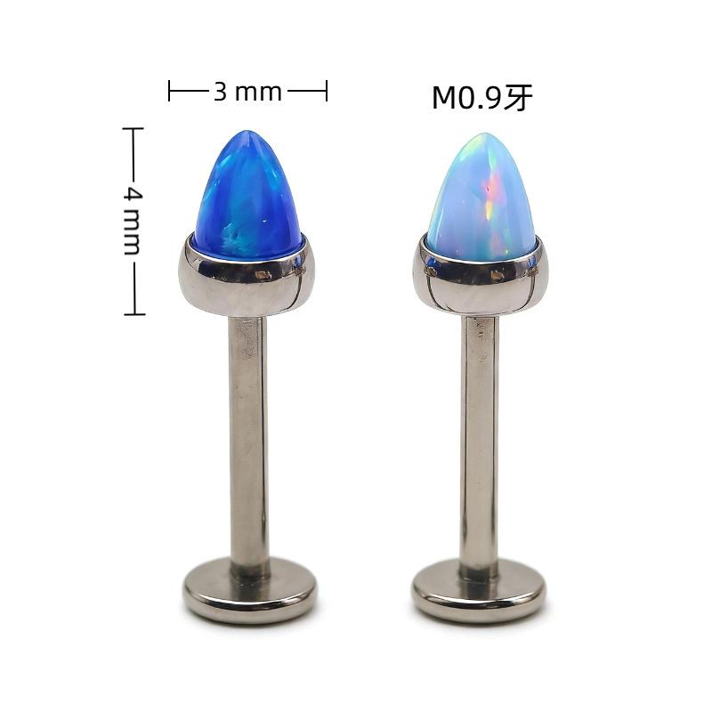 Spike Opal Piercing, F136 Titanium Internally Threaded, Nose Lip Cartilage Jewelry