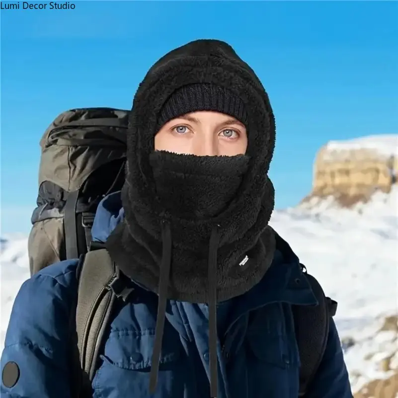 Sherpa-Lined Balaclava Ski Mask - Windproof Hooded Face Cover with Breathable Fabric for Winter Sports, Cycling and Outdoor Wear