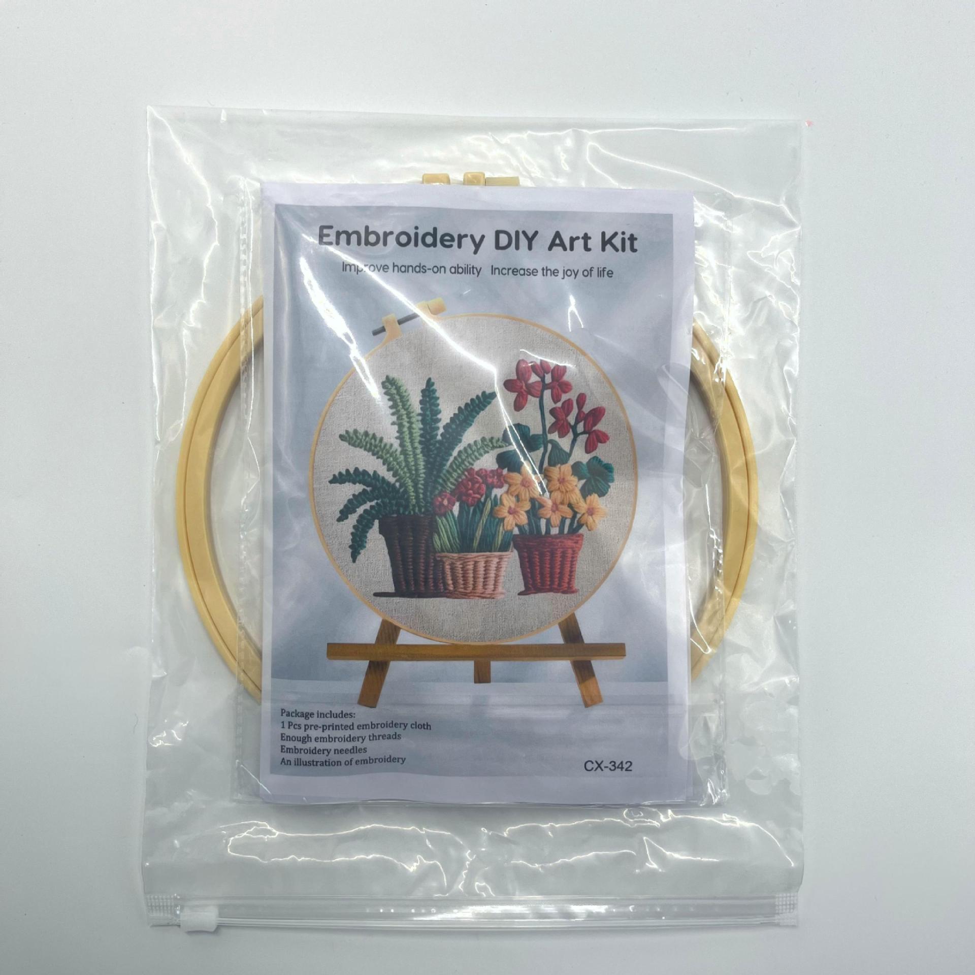 Christmas Flower Picnic Embroidery Kit – DIY Holiday Stitching with English Guide for Beginners