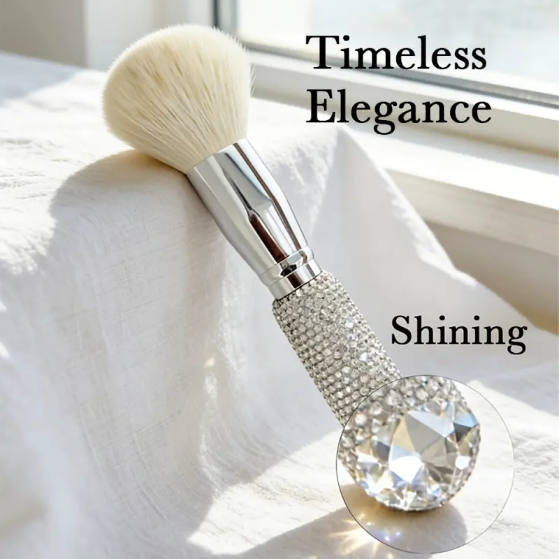 Luxury Diamond Foundation & Setting Powder Brush | Face Powder Brush, Multi-Functional, Smooth Application with Soft Goat Hair, Ideal for Beginners and Professional Makeup Artists, Portable for Travel, Make Up Brushes