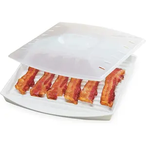 Microwavable Bacon Grill, White – Nonstick, Easy-Clean Design, 1 Piece
