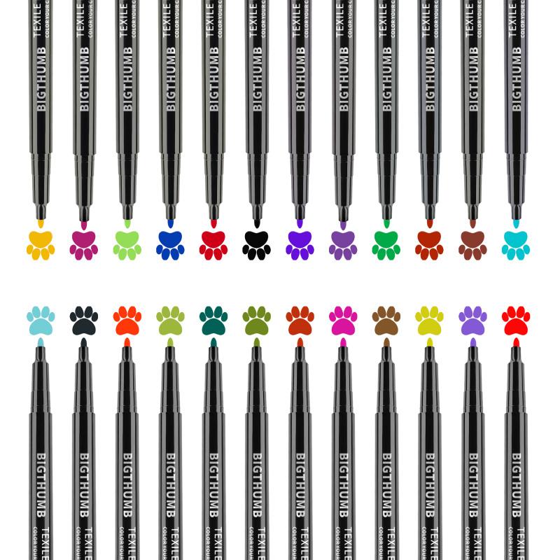 Fabric Markers Permanent For Clothes, 24 Colors Fabric Pens - Waterproof & Machine Washable, No Bleed Pens for T-Shirt, Canvas Shoes, Bags, Pillowcase, Fine Tip Clothing Markers for Laundry Marker, Drawing Markers